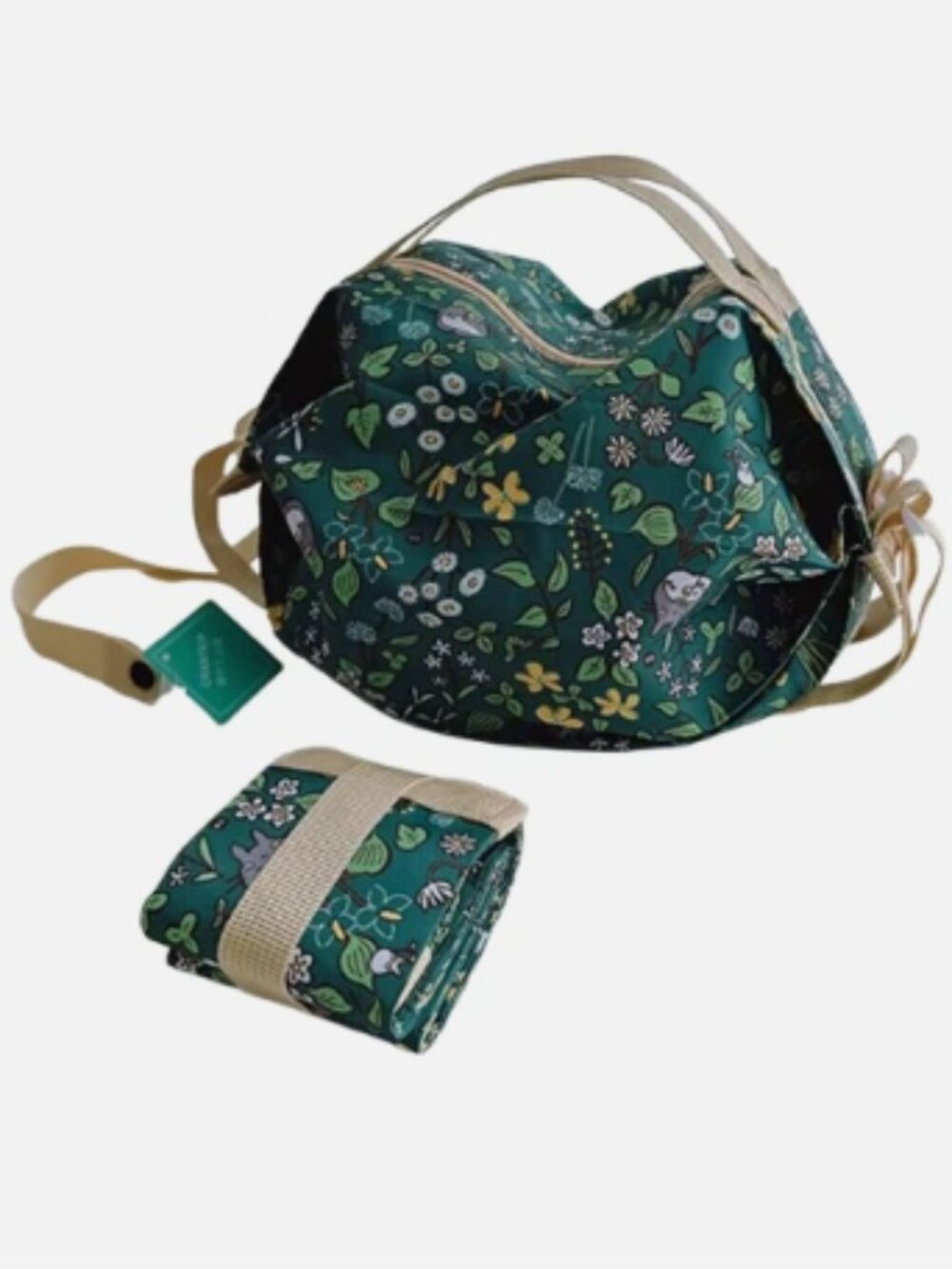 SM Foldable Travel Duffle Cross Body Bag Boston Satchel Shopping Lightweight Grn